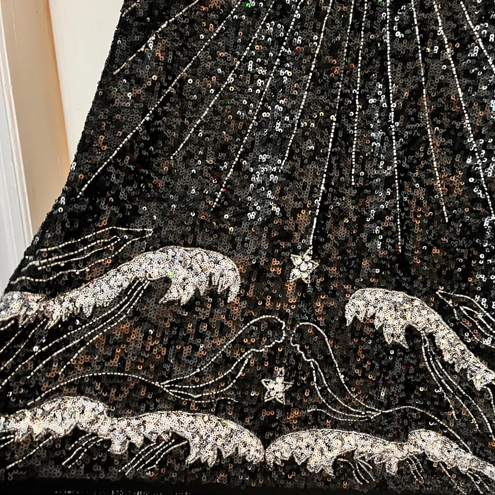 All Saints Noushka black and silver sequins mini dress size 6 - Picture 7 of 11